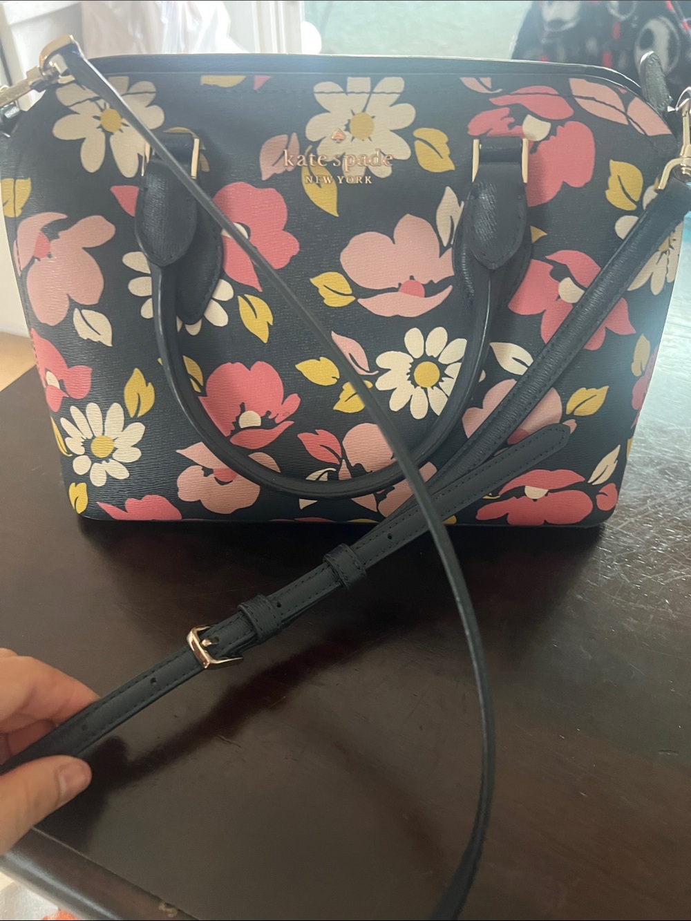 kate spade Black Floral Tote with Pink and Yellow Blooms - Picture 3 of 3